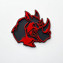 Insignia con el logotipo 3D Rhino Angry - Emblema de guardabarros personalizado para automóviles, camiones y SUV, rojo vs gris
 4