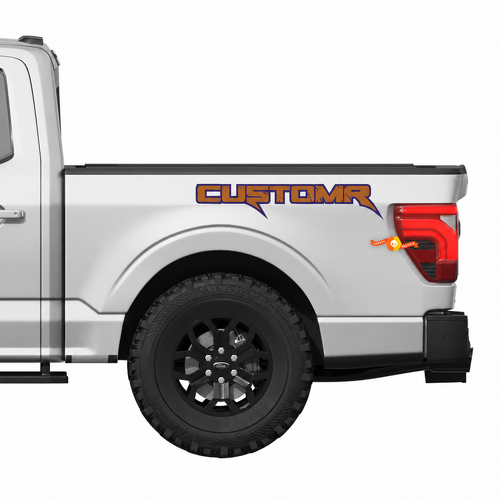 CUSTOMR Distressed Outline Bed Lettering Pair Lateral de la caja Adhesivo de vinilo para Ford F-150