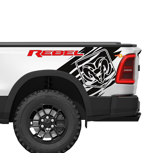 Kit de Vinilo para Lado Trasero con Logo Rebel Grunge para Dodge Ram