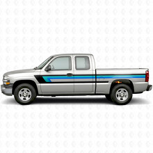 Rayas de vinilo retro para línea superior de puertas y laterales de caja para Chevrolet Silverado 1500 GMT800 1999-2007_2
