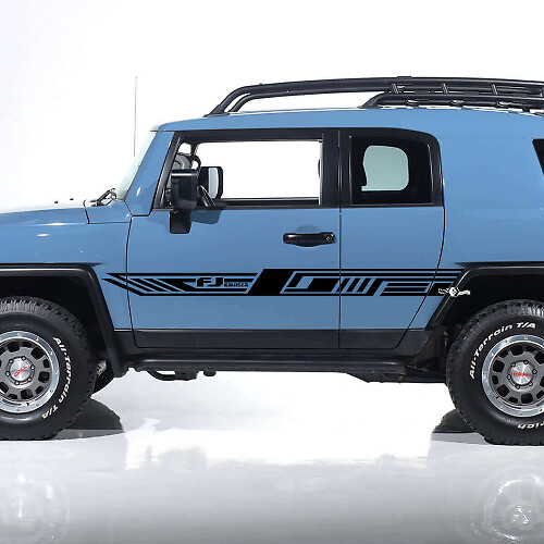 Pegatina adhesiva de vinilo con franjas geométricas y logotipo FJ para la puerta lateral del Toyota FJ Cruiser
