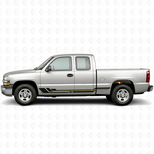 Vinilos paralelos de acento para puerta y panel de faldón lateral para Chevrolet Silverado 1500 GMT800 1999-2007_1