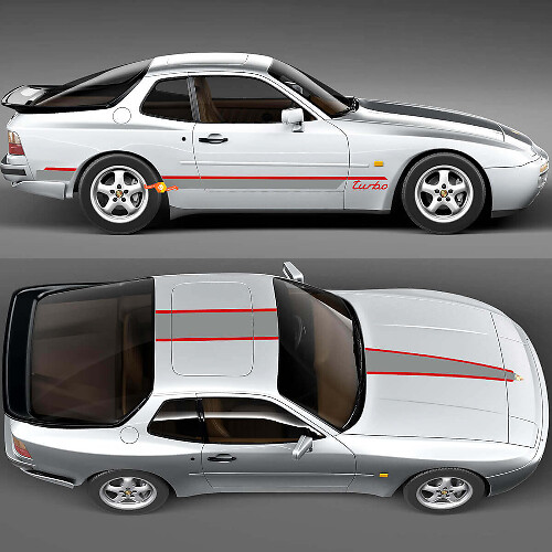 Porsche 944 Turbo Stripes Side Hood Roof Kit - Gráficos de calcomanías de vinilo personalizados
