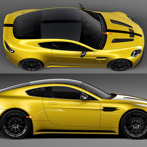 Calcomanías de vinilo para maletero de techo, capó a rayas, Aston Martin V8 Vantage Coupe F1 de cuerpo completo
