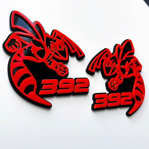Hornet Bee 392 Insignia 3D Emblema de insignias de guardabarros gris vs rojo

