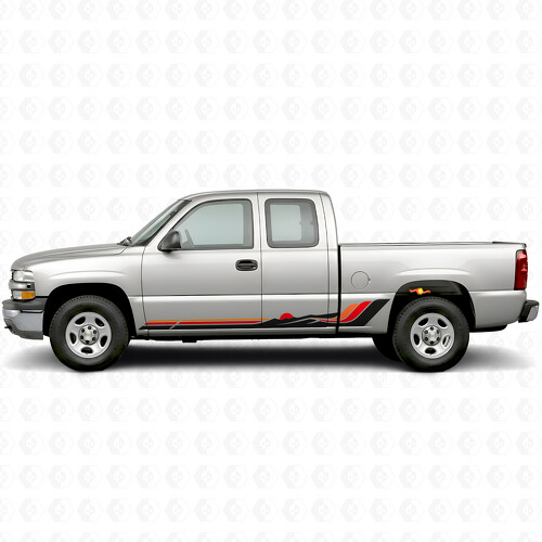 Tiras de Vinilo Retro Ondas de Montaña para Puertas y Paneles Laterales para Chevrolet Silverado 1500 GMT800 1999-2007
