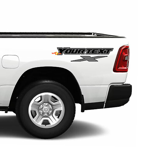 Juego de vinilos adhesivos con texto personalizado y logotipo X para la parte trasera lateral de Dodge Ram 1500