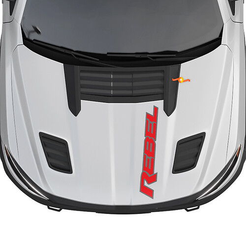 Dodge Ram 1500 Rebel Hood Logo Vinilo Calcomanía Etiqueta Gráfica 2 Colores
