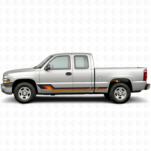 Tiras de vinilo retro paralelas para puerta y panel de estribo para Chevrolet Silverado 1500 GMT800 1999-2007_1