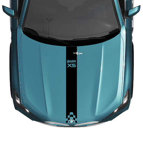 Calcomanía de rayas a cuadros para capó BMW X5 G05 - Vinilo M Performance 3
