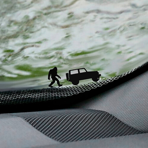 Calcomanía de esquina de huevo de Pascua para parabrisas Yeti Bigfoot Jeep Wrangler - Gráfico de vinilo personalizado
