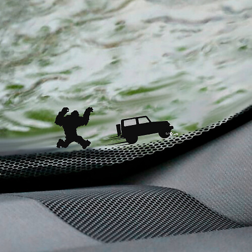 Adhesivo Vinilo Esquina Parabrisas Huevo de Pascua Yeti Bigfoot para Jeep Wrangler_1