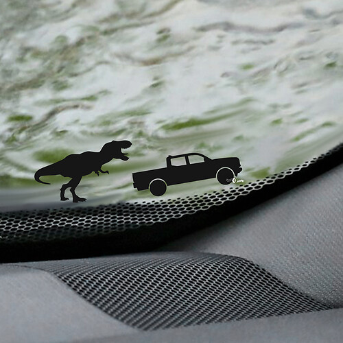 Calcomanía de esquina de huevo de Pascua para parabrisas Toyota Tacoma de T-Rex - Gráfico de vinilo personalizado
