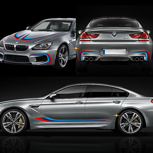 Kit de calcomanías de carreras con logotipo M en 3 colores para BMW Serie 5 G60 M5 G90 2
