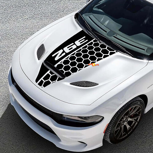 392 Scat Pack Hemi Style Offset Honeycomb Stripe — Adhesivo de vinilo (capó) para Dodge Challenger