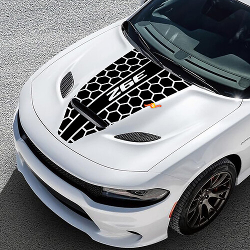 392 Hemi Style Center Honeycomb Stripe — Adhesivo de vinilo (capó) para Dodge Challenger