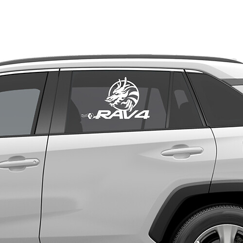 Etiqueta gráfica de vinilo con diseño de dragón Rav4 para ventana lateral, compatible con Toyota RAV4
