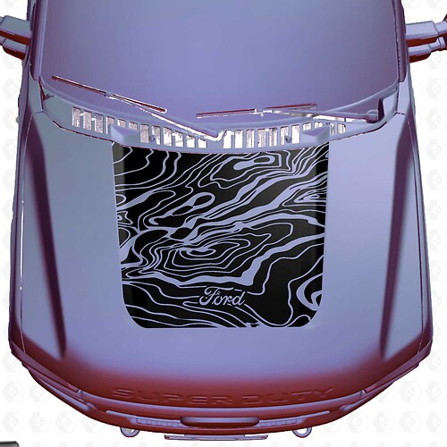 Hood Ford F250 Super Duty Mapa Topográfico Topo Calcomanías Pegatinas Gráficos Vinilo
