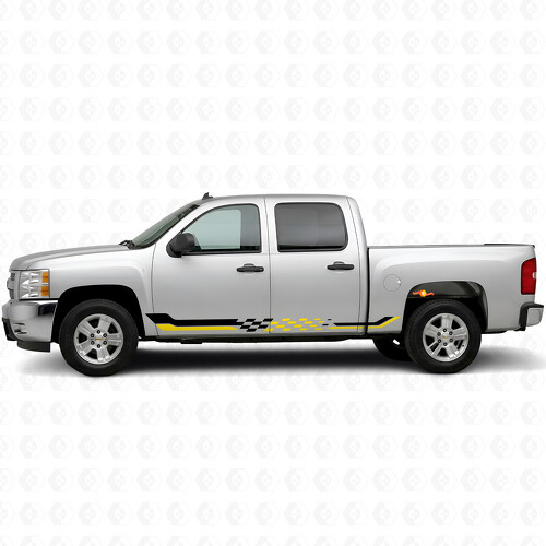 Rayas de Vinilo a Cuadros para Puerta y Panel Lateral para Chevrolet Silverado 1500 GMT900 2007-2013_1