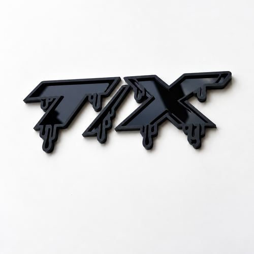 R/T Style Black Blood Drip Custom T/X 3D — Emblema (guardabarros, portón trasero)