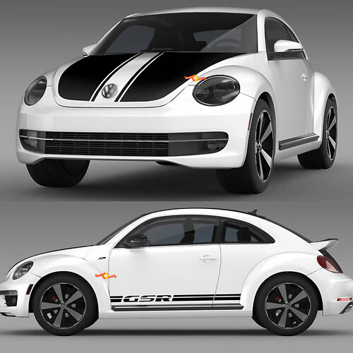 Kit completo de calcomanías de vinilo con rayas estilo racing GSR para Volkswagen Beetle