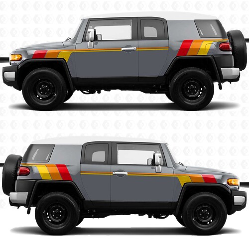 Vintage Retro Heritage Stripes calcomanías laterales pegatinas gráficos - apto para Toyota FJ Cruiser
