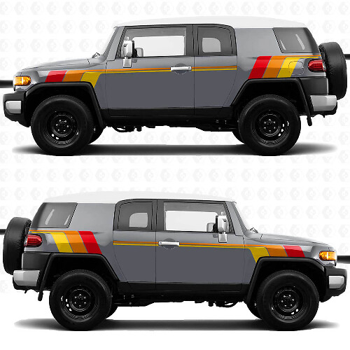 Vintage Retro Heritage Stripes calcomanías laterales pegatinas gráficos - apto para Toyota FJ Cruiser
