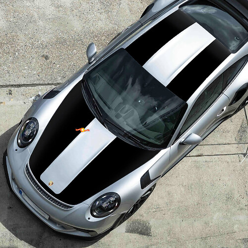 Pegatina de vinilo con franjas dobles anchas para capó y techo para Porsche 911