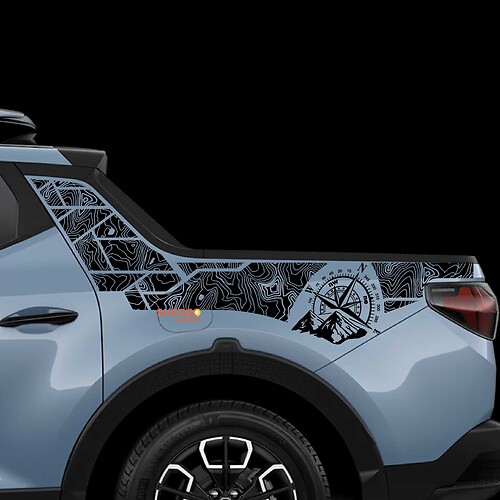 2x Hyundai Santa Cruz edición de mapa topográfico cabecera lado trasero pilar vinilo pegatinas calcomanía
