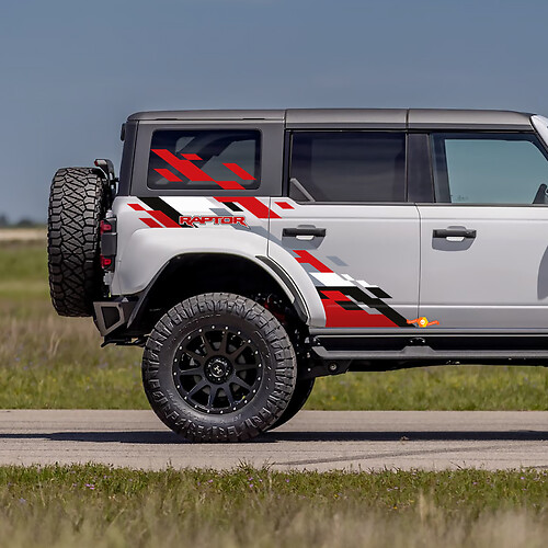 Kit de gráficos adhesivos de vinilo para panel lateral trasero apto para estilo Ford Bronco Raptor
