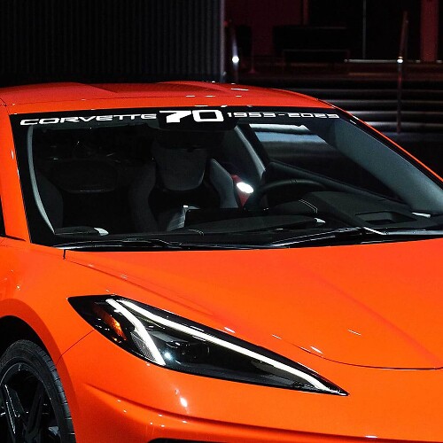 Calcomanías de parabrisas para Chevrolet Corvette C8 Z51, pegatina de vinilo del 70 aniversario
