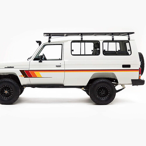 Kit de calcomanías de rayas clásicas del lado retro para la serie Toyota Land Cruiser J75
