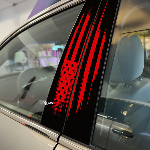 Bandera de EE. UU., bandera americana, estilo patriótico, puertas de pilar, pegatina de vinilo para coche, envoltura
