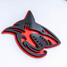 Insignia de aleta Shark Hellshark 3D para guardabarros en negro y rojo
 3