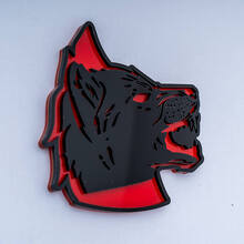 Emblema de portón trasero 3D con cabeza de lobo_2