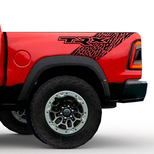 Kit gráfico de calcomanías de vinilo para capó y caja lateral de camioneta con piel de dinosaurio Dodge Ram TRX
