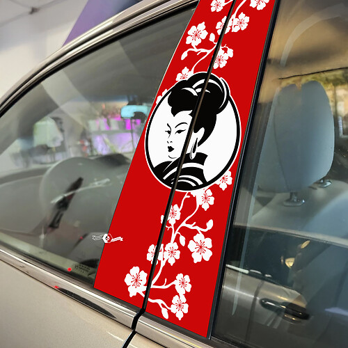 Envoltura adhesiva de vinilo para coche con puertas de pilar de estilo japonés
