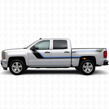 Vinilos de franjas superiores envolventes para puertas y lados de la caja para Chevrolet Silverado 1500 K2XX 2014-2019_3