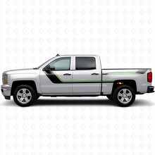 Vinilos de franjas superiores envolventes para puertas y lados de la caja para Chevrolet Silverado 1500 K2XX 2014-2019_4