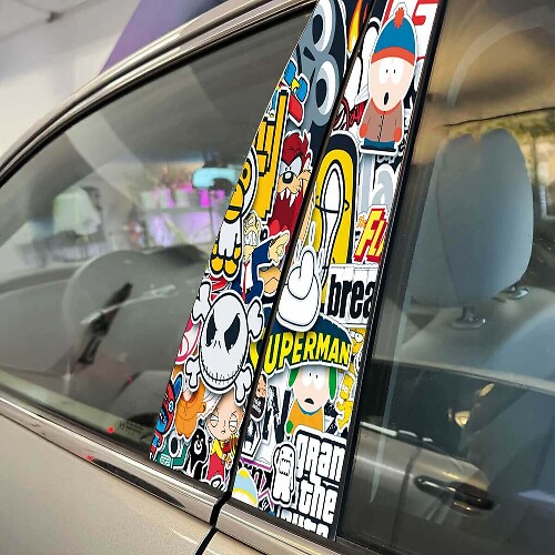 Vinilo adhesivo para pilar B y puerta estilo Sticker Bomb para coches