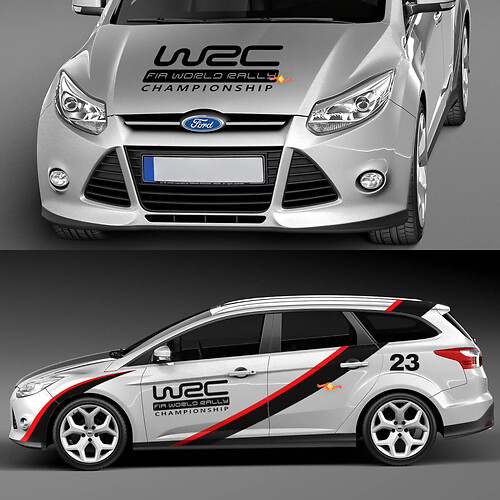 Kit gráfico de pegatinas para el cuerpo del capó lateral del Ford Focus WRC
