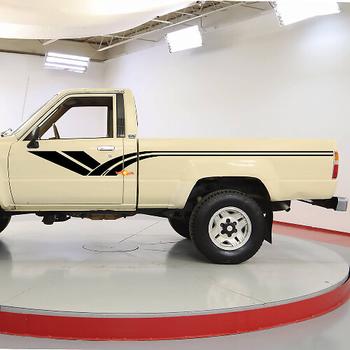 Calcomanías de vinilo con rayas laterales para camioneta Toyota Hilux clásica.
