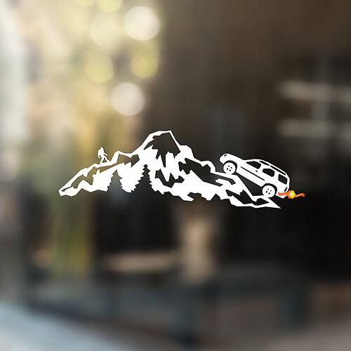 Ventana Bigfoot Montañas Nissan Xterra Árboles Ventana Gráficos Vinilo Pegatinas Calcomanías
