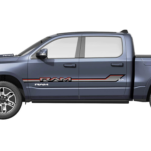 Rayas para puertas laterales para Dodge RAM 1500 REV, calcomanías de vinilo, gráficos
