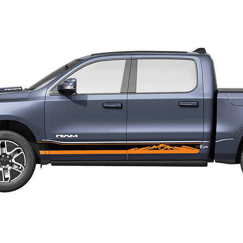 Panel basculante lateral puertas rayas montañas para Dodge RAM 1500 REV calcomanías de vinilo pegatinas gráficos
