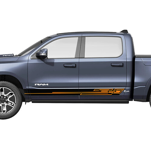 Panel basculante lateral rayas modernas para Dodge RAM 1500 REV calcomanías de vinilo pegatinas gráficos 2
