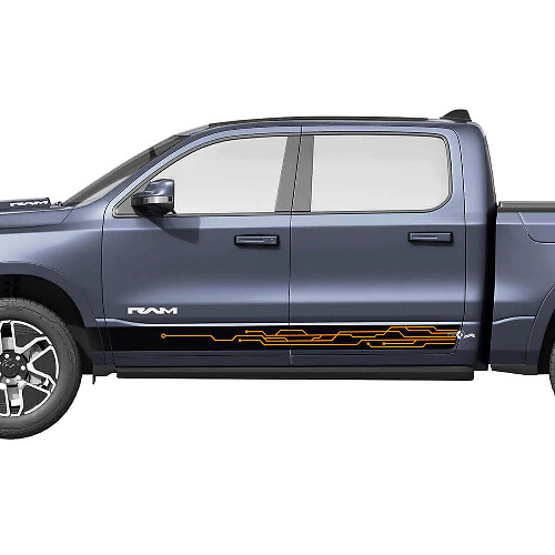 Líneas del Diagrama Panel Lateral Rocker Calcomanías de Vinilo Modernas Rayas Gráficos para Dodge Ram 1500 REV