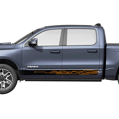 Panel basculante lateral rayas modernas para Dodge RAM 1500 REV calcomanías de vinilo pegatinas gráficos 3
