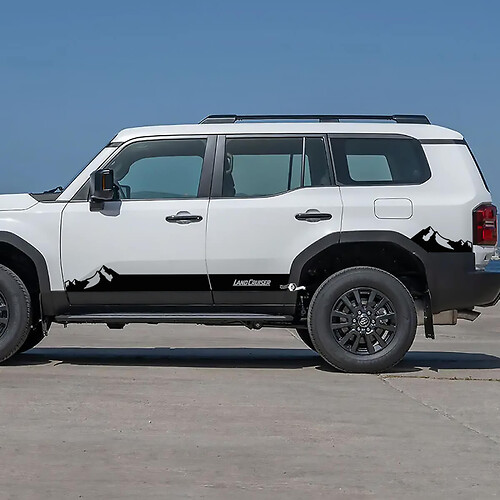 Toyota Land Cruiser Panel basculante lateral Montañas Rayas Calcomanías Vinilo Calcomanías gráficas

