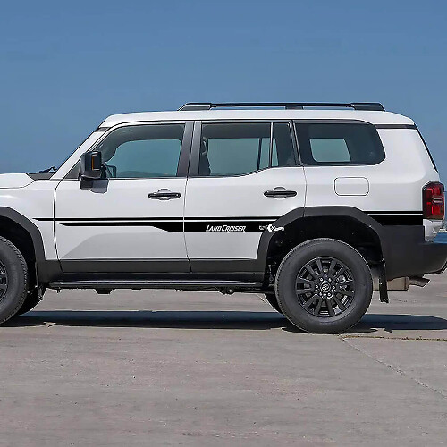 Calcomanías de vinilo de franjas laterales de marca para Toyota Land Cruiser 2024